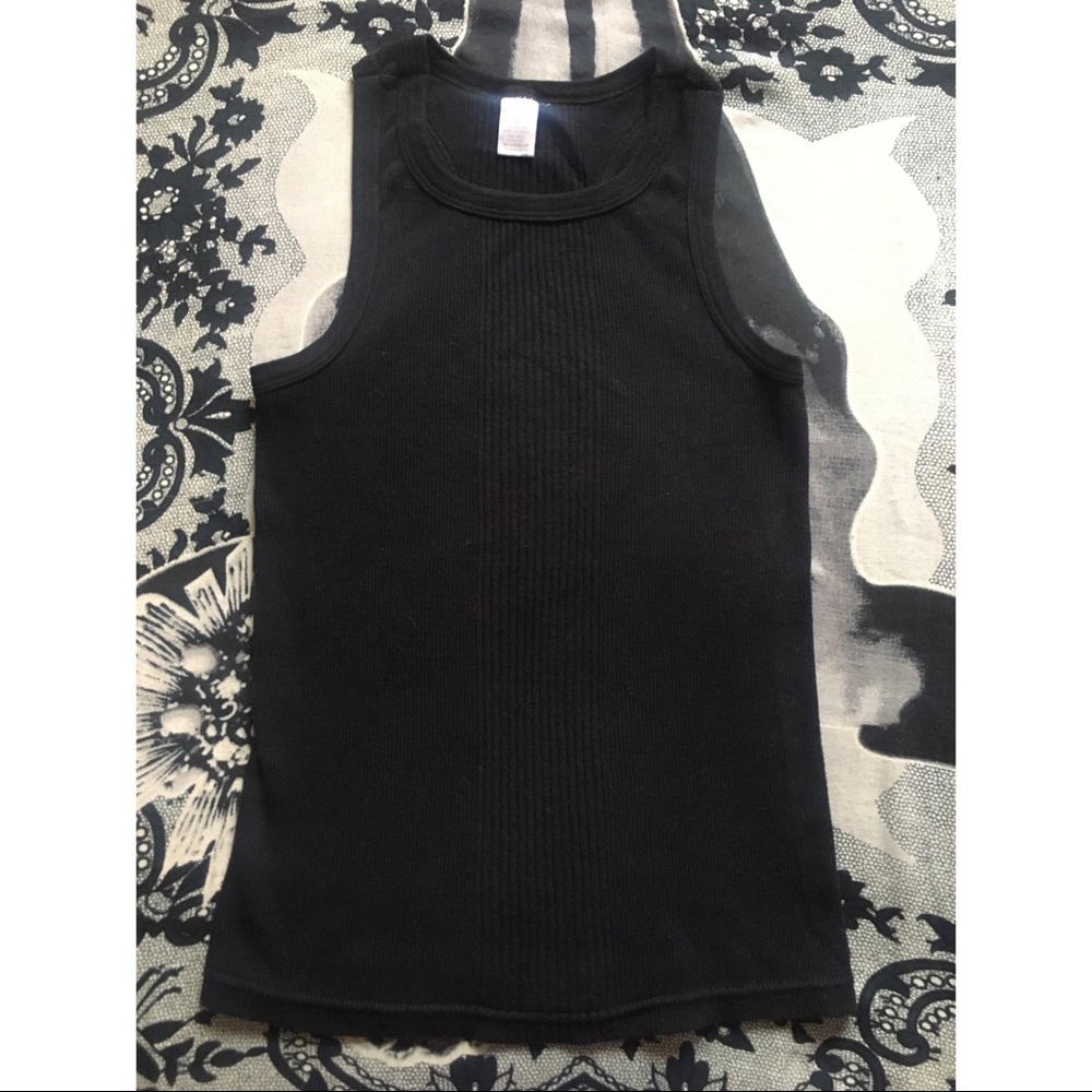Basic %100 Cotton Black Ribbed Razor Back Tang Top